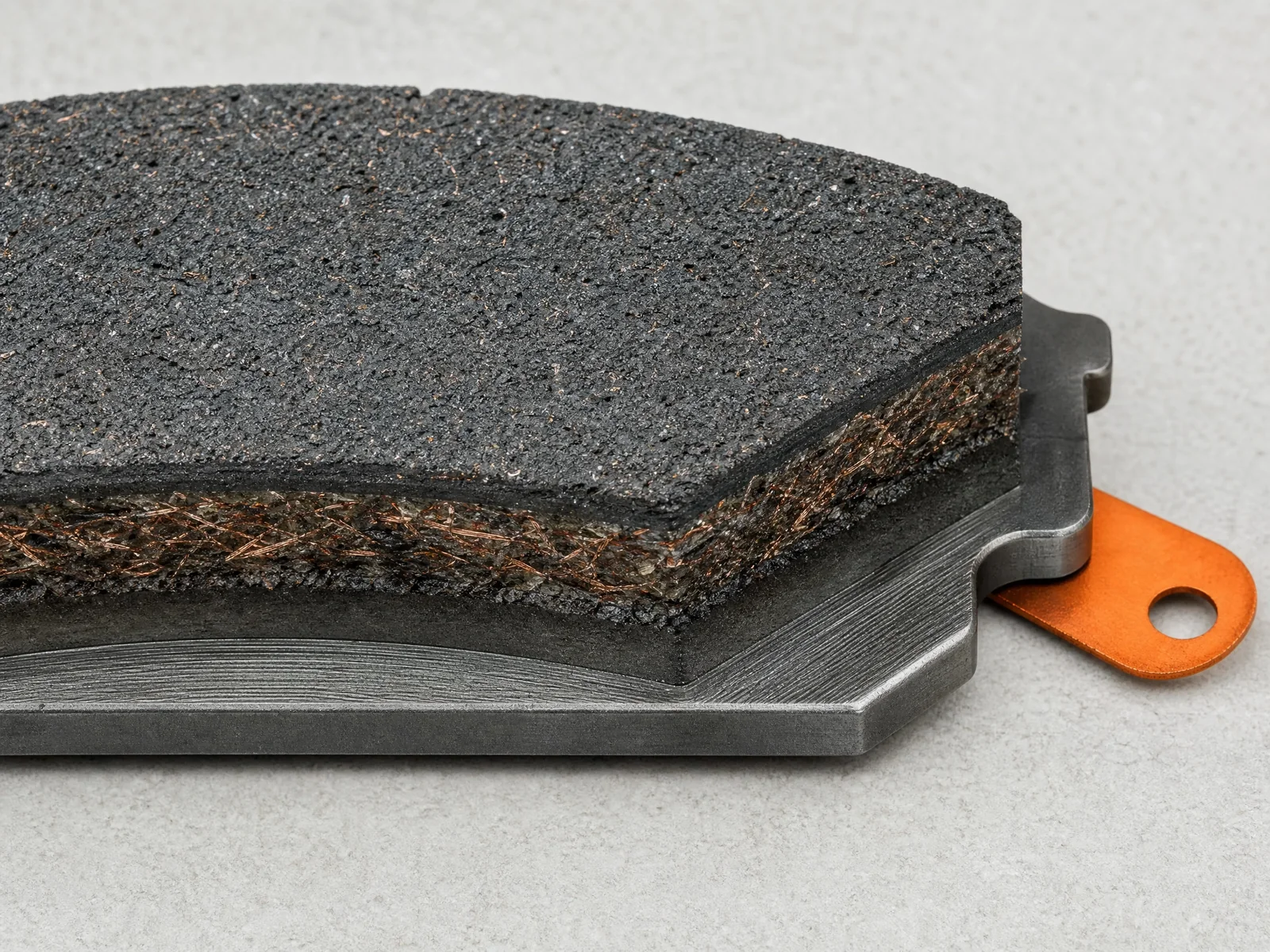 EMVP brake pad friction material cross-section