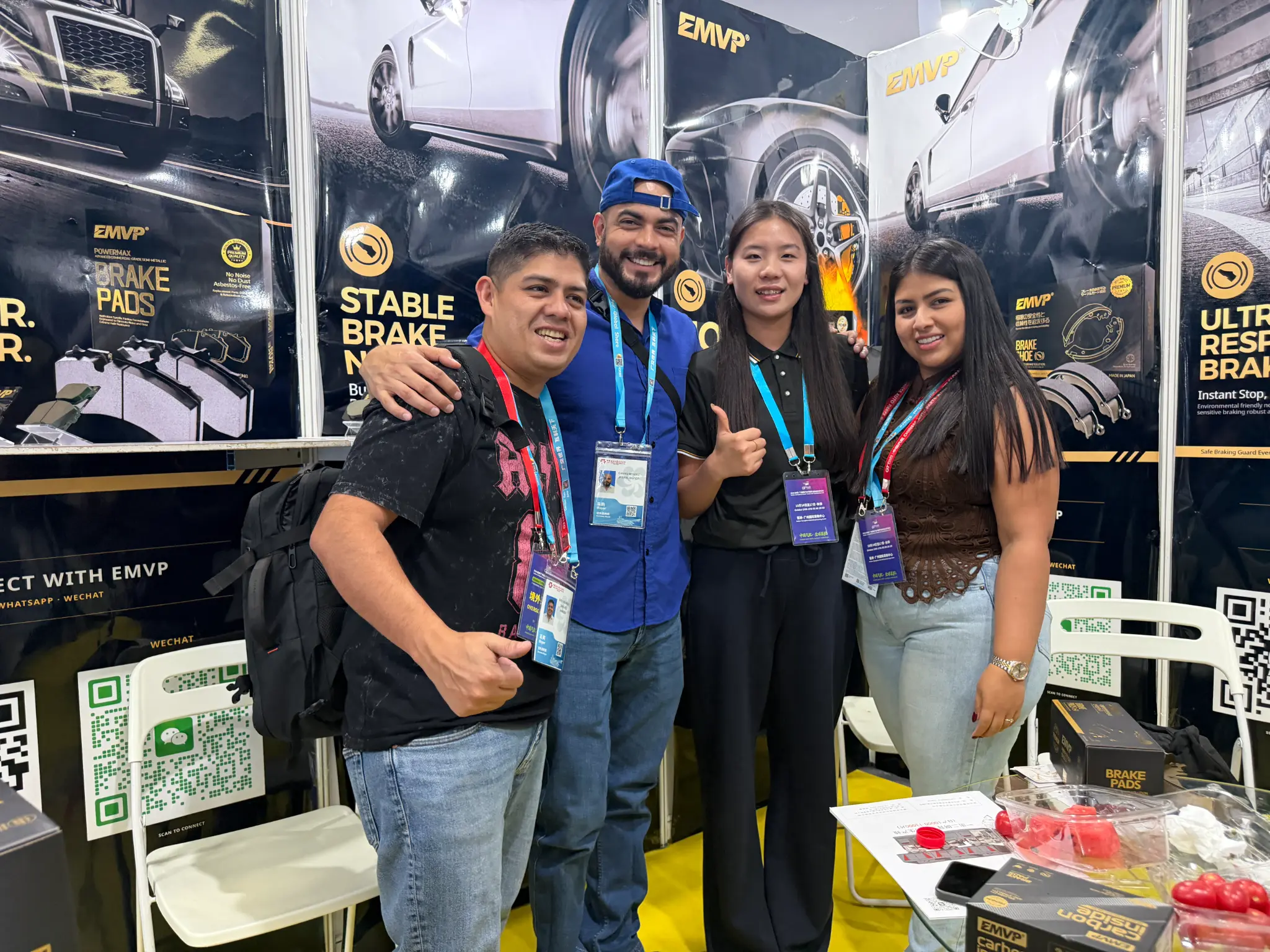 EMVP team with international visitors at the GT-FAIR Guangzhou exhibition booth